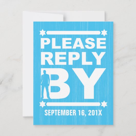 Dicke Bar Mitzvah-Antwortkarte in hellblau Einladung (Rückseite)