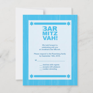 Dicke Bar Mitzvah-Antwortkarte in hellblau Einladung