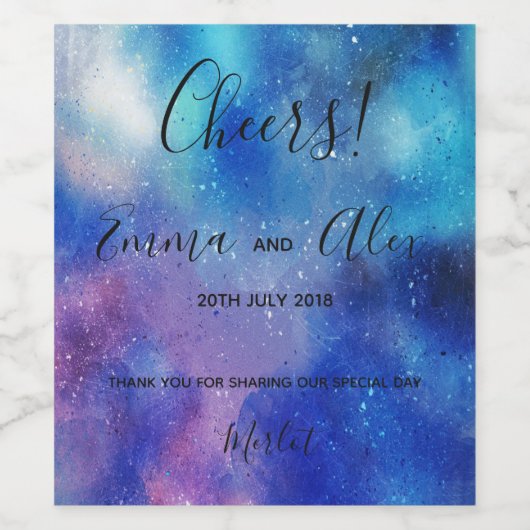 Dicke blaue Farbe | Etikett für Weinflaschen (Einzelnes Label)