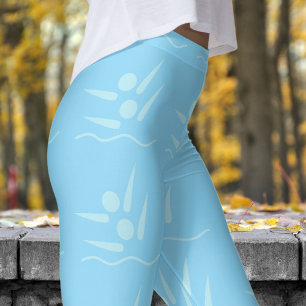 Dicke blaue Frauen synchronisieren Schwimmmuster Leggings