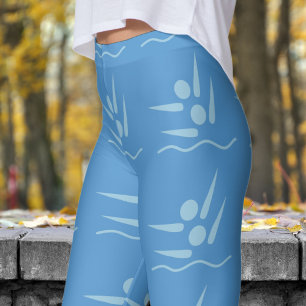 Dicke blaue Frauen synchronisieren Schwimmmuster Leggings