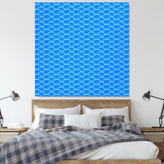 Dicke, blaue Geometrie der Ozeanwellen Muster Leinwanddruck (Insitu (Schlafzimmer))
