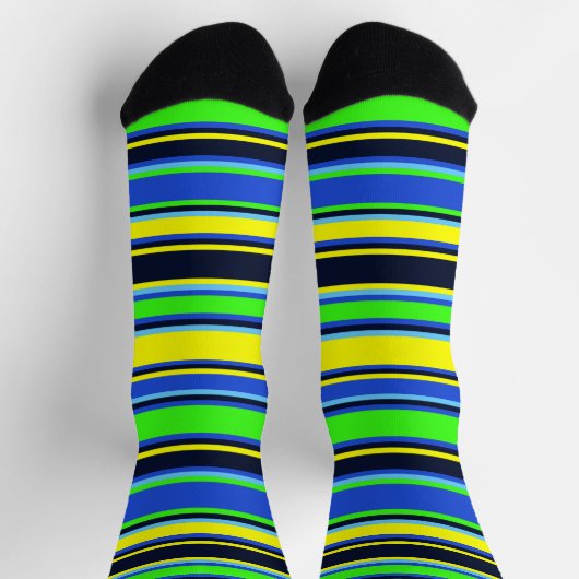 Dicke blaue, Limone und gelbe Crew Socken (Oben)
