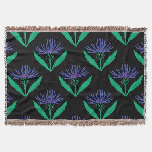 Dicke blaue Maisblume auf schwarz Decke (Vorderseite)