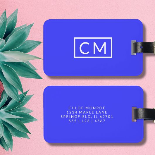 Dicke blaue moderne Monogramm Einfache Anfangssich Gepäckanhänger