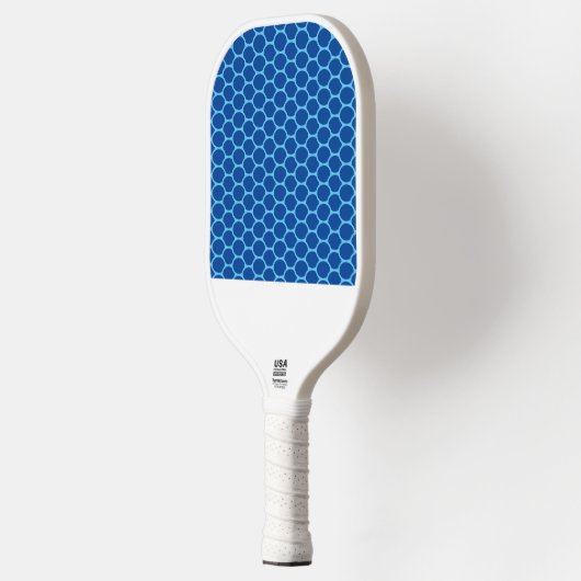 Dicke blaue Oval Honeycomb Muster White Base Pickleball Schläger (Links)
