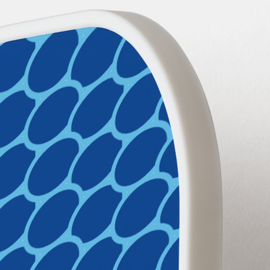 Dicke blaue Oval Honeycomb Muster White Base Pickleball Schläger (Linke Seite)