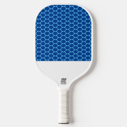 Dicke blaue Oval Honeycomb Muster White Base Pickleball Schläger (Vorderseite)