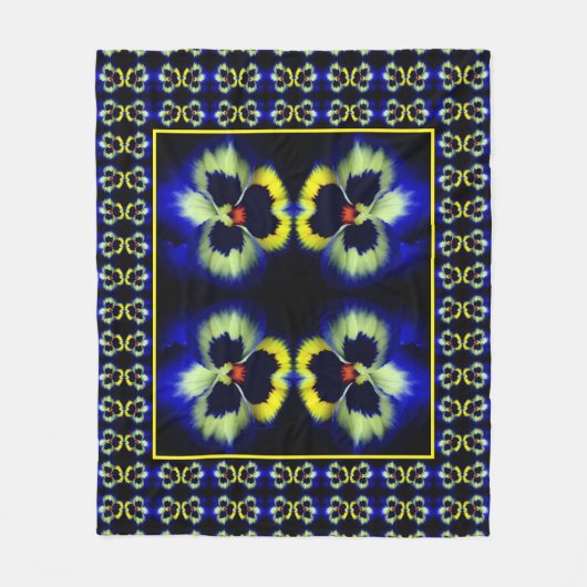 Dicke blaue Pansy-Blume Abstraktes Muster Fleecedecke (Vorderseite)