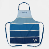 Dicke blaue Streifen Monogramm Schürze (Vorderseite)