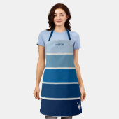 Dicke blaue Streifen Monogramm Schürze (Getragen)
