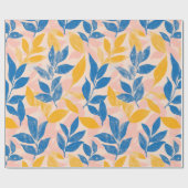 Dicke blaue und gelbe Leaf-Lithographie-Muster Geschenkpapier (Flach)