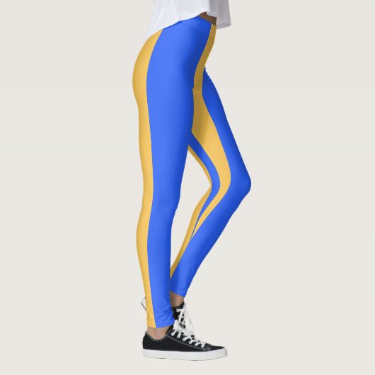 Dicke blaue und goldbreite vertikale Streifenmuste Leggings (Rechts)