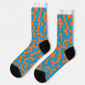 Dicke blaue und orange Honeycomb Socken (Linkes Detail)