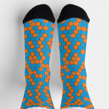 Dicke blaue und orange Honeycomb Socken