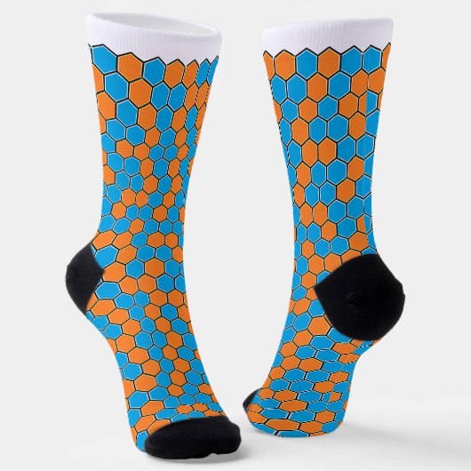 Dicke blaue und orange Honeycomb Socken (Gewinkelt)