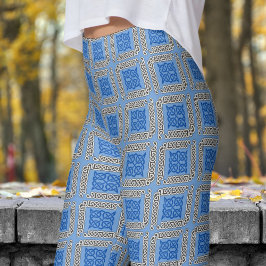 Dicke blaue und schwarze Tribal Muster Leggings