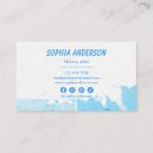 Dicke blaue Wasserfarbe mit moderner Typografie Visitenkarte (Rückseite)