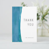 Dicke blaue Wasserfarbe Welle Hochzeit danke Karte (Stehend Vorderseite)