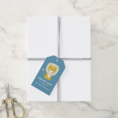Dicke blaugelbe Löwenspuldusche Geschenkanhänger (Mit Garn)