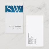 Dicke Blue Grunge Strip Monogram Business Card Visitenkarte (Vorne/Hinten)