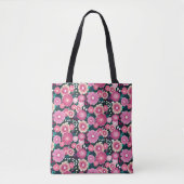 Dicke Blumenmuster Rosa und Bordeaux gürtelige Tas Tasche (Vorderseite)