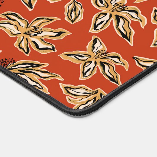 Dicke blumenorange ästhetische fallbotanische Kuns Schreibtischunterlage (Ecke)