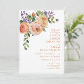 Dicke Blumenwasser-Pfirsichblütenhochzeit Einladung (Stehend Vorderseite)