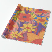Dicke Bohemische Orange Garden Print Geschenkpapier (Ungerollt)