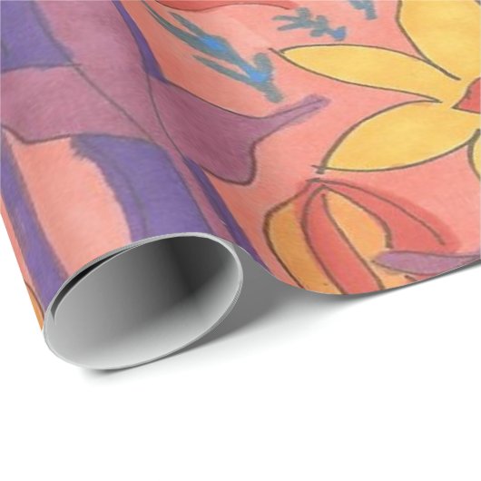 Dicke Bohemische Orange Garden Print Geschenkpapier (Rolleneckpunkt)