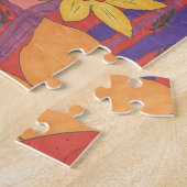 Dicke Bohemische Orange Garden Print Puzzle (Seite)