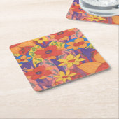 Dicke Bohemische Orange Garden Print Rechteckiger Pappuntersetzer (angewinkelt)