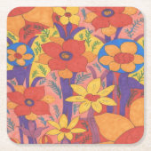 Dicke Bohemische Orange Garden Print Rechteckiger Pappuntersetzer (Vorderseite)