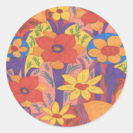 Dicke Bohemische Orange Garden Print Runder Aufkleber