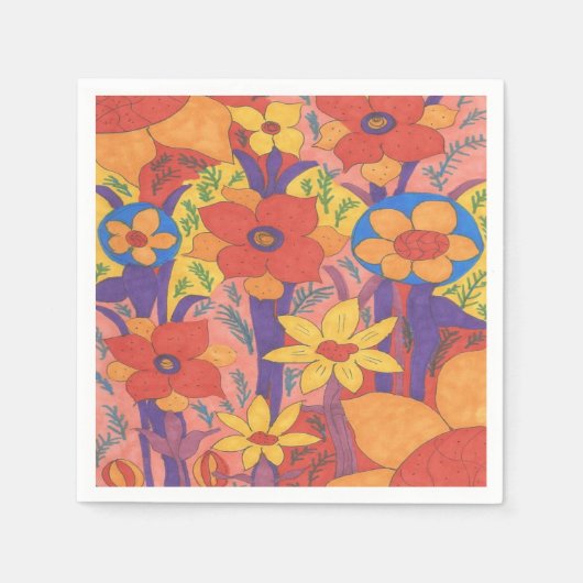 Dicke Bohemische Orange Garden Print Serviette (Vorderseite)