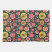Dicke Boho Skandi Folk Blume Muster Geschirrtuch (Horizontal)
