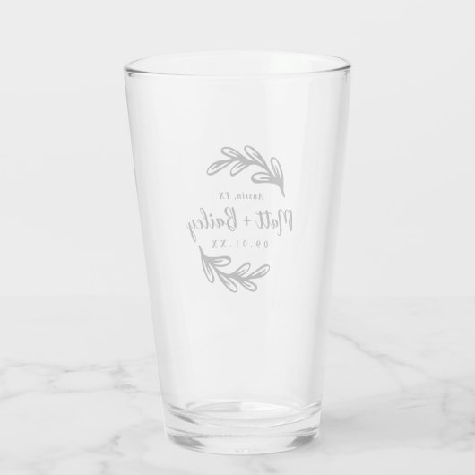 Dicke Branch Wedding Monogram Glas (Rückseite)