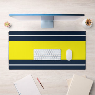 Dicke, breite, lebhafte, gelbe, weiße Streifen Schreibtischunterlage
