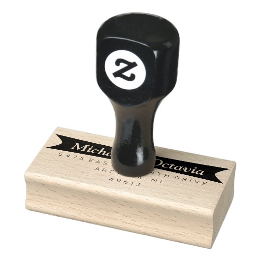 Dicke Briefmarke aus hochzackiger Rücksendeadresse Gummistempel (Stempel)