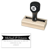 Dicke Briefmarke aus hochzackiger Rücksendeadresse Gummistempel (Stempel)