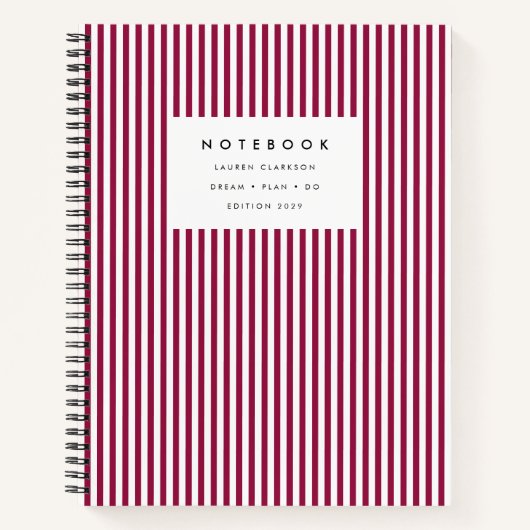 Dicke Burgundy Vertikal Strip-Notebook Notizblock (Vorderseite)