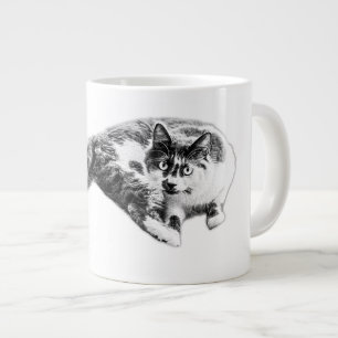 Dicke Cat Portrait Tasse für lange Schwanz