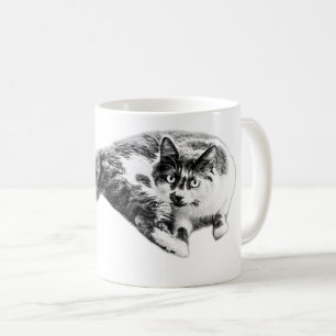 Dicke Cat Portrait Tasse für lange Schwanz