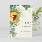 Dicke Country Sonnenblume Lässig Gelbe Hochzeit Einladung (Stehend Vorderseite)