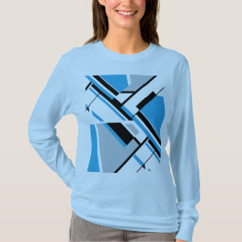 Dicke diagonalblaue schwarze Grau MCM Abstrakt aus T-Shirt