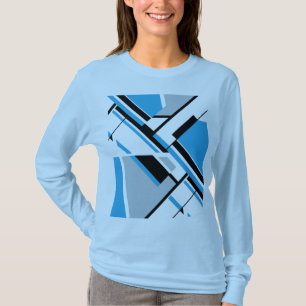 Dicke diagonalblaue schwarze Grau MCM Abstrakt aus T-Shirt
