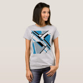 Dicke diagonalblaue schwarze Grau MCM Abstrakt aus T-Shirt (Vorne ganz)