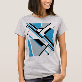 Dicke diagonalblaue schwarze Grau MCM Abstrakt aus T-Shirt