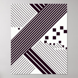 Dicke Diagonalstreifen mit geometrischen Quadraten Poster