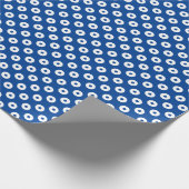 Dicke dunkelblaue und weiße Polka-Punkte Geschenkpapier (Ecke)